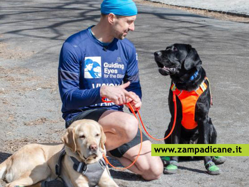 Thomas, non vedente, corre la Maratona di New York con i suoi 3 cani Guida